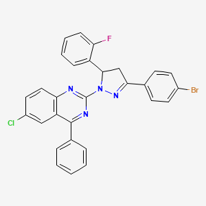 2-(3-(4-bromophenyl)-5-(2-fluorophenyl)-4,5-dihydro-1H-pyrazol-1-yl)-6-chloro-4-phenylquinazoline