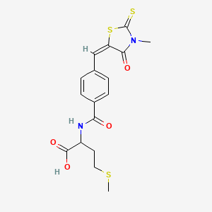 molecular formula C17H18N2O4S3 B3016842 (E)-2-(4-((3-methyl-4-oxo-2-thioxothiazolidin-5-ylidene)methyl)benzamido)-4-(methylthio)butanoic acid CAS No. 1095904-88-3