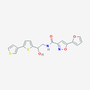 molecular formula C18H14N2O4S2 B3016848 N-(2-([2,3'-联噻吩]-5-基)-2-羟乙基)-5-(呋喃-2-基)异恶唑-3-甲酰胺 CAS No. 2177449-93-1