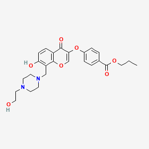 molecular formula C26H30N2O7 B3016849 4-[7-羟基-8-[[4-(2-羟乙基)哌嗪-1-基]甲基]-4-氧代色满-3-基]氧基苯甲酸丙酯 CAS No. 845899-56-1