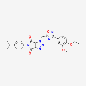 molecular formula C25H26N6O5 B3016851 1-((3-(4-乙氧基-3-甲氧基苯基)-1,2,4-恶二唑-5-基)甲基)-5-(4-异丙基苯基)-1,6a-二氢吡咯并[3,4-d][1,2,3]三唑-4,6(3aH,5H)-二酮 CAS No. 1172325-41-5