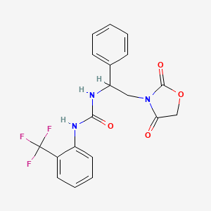 molecular formula C19H16F3N3O4 B3016857 1-(2-(2,4-Dioxooxazolidin-3-yl)-1-phenylethyl)-3-(2-(trifluoromethyl)phenyl)urea CAS No. 2034252-56-5