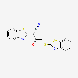 molecular formula C18H11N3OS3 B3016865 2-(1,3-Benzothiazol-2-yl)-4-(1,3-benzothiazol-2-ylsulfanyl)-3-oxobutanenitrile CAS No. 868146-16-1