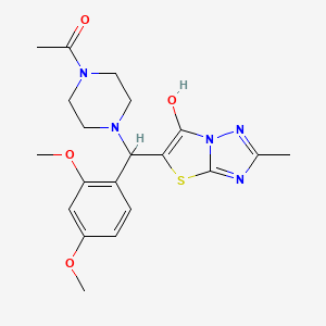 molecular formula C20H25N5O4S B3016868 1-(4-((2,4-Dimethoxyphenyl)(6-hydroxy-2-methylthiazolo[3,2-b][1,2,4]triazol-5-yl)methyl)piperazin-1-yl)ethanone CAS No. 869344-54-7