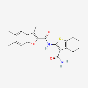 molecular formula C21H22N2O3S B3016869 N-(3-carbamoyl-4,5,6,7-tetrahydro-1-benzothiophen-2-yl)-3,5,6-trimethyl-1-benzofuran-2-carboxamide CAS No. 622349-53-5
