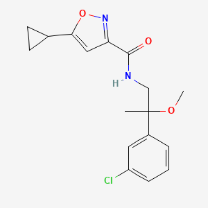 molecular formula C17H19ClN2O3 B3016872 N-(2-(3-chlorophenyl)-2-methoxypropyl)-5-cyclopropylisoxazole-3-carboxamide CAS No. 1798511-88-2