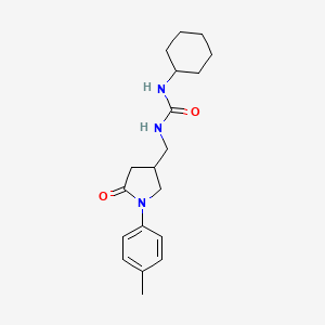 molecular formula C19H27N3O2 B3016874 1-Cyclohexyl-3-((5-oxo-1-(p-tolyl)pyrrolidin-3-yl)methyl)urea CAS No. 954660-21-0