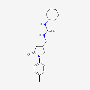 molecular formula C19H27N3O2 B3016874 1-环己基-3-((5-氧代-1-(对甲苯基)吡咯烷-3-基)甲基)脲 CAS No. 954660-21-0