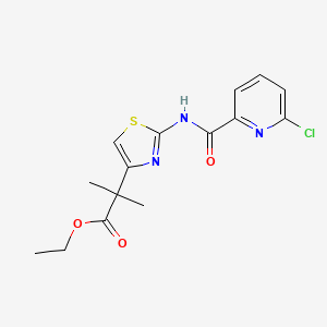 molecular formula C15H16ClN3O3S B3016881 Ethyl 2-[2-(6-chloropyridine-2-amido)-1,3-thiazol-4-yl]-2-methylpropanoate CAS No. 2094534-06-0