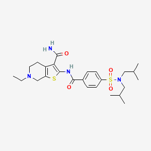 molecular formula C25H36N4O4S2 B3016882 2-(4-(N,N-二异丁基磺酰基)苯甲酰胺)-6-乙基-4,5,6,7-四氢噻吩并[2,3-c]吡啶-3-甲酰胺 CAS No. 449767-71-9