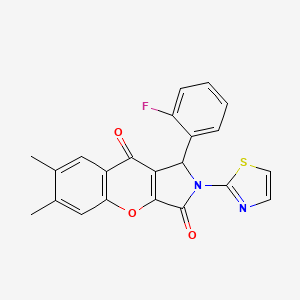 molecular formula C22H15FN2O3S B3016885 1-(2-Fluorophenyl)-6,7-dimethyl-2-(thiazol-2-yl)-1,2-dihydrochromeno[2,3-c]pyrrole-3,9-dione CAS No. 879944-84-0