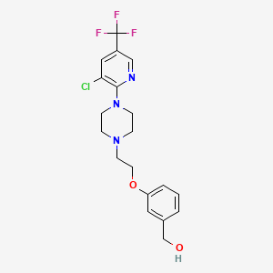 molecular formula C19H21ClF3N3O2 B3016891 [3-(2-{4-[3-Chloro-5-(trifluoromethyl)-2-pyridinyl]piperazino}ethoxy)phenyl]methanol CAS No. 338409-27-1