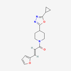 molecular formula C17H19N3O3 B3016893 (E)-1-(4-(5-cyclopropyl-1,3,4-oxadiazol-2-yl)piperidin-1-yl)-3-(furan-2-yl)prop-2-en-1-one CAS No. 1211909-24-8