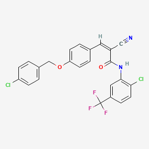 molecular formula C24H15Cl2F3N2O2 B3016898 (Z)-3-[4-[(4-chlorophenyl)methoxy]phenyl]-N-[2-chloro-5-(trifluoromethyl)phenyl]-2-cyanoprop-2-enamide CAS No. 342581-33-3