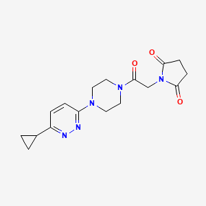 molecular formula C17H21N5O3 B3016906 1-(2-(4-(6-Cyclopropylpyridazin-3-yl)piperazin-1-yl)-2-oxoethyl)pyrrolidine-2,5-dione CAS No. 2034427-32-0
