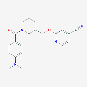 molecular formula C21H24N4O2 B3016909 2-[[1-[4-(二甲氨基)苯甲酰]哌啶-3-基]甲氧基]吡啶-4-腈 CAS No. 2379976-85-7