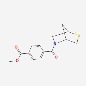 molecular formula C14H15NO3S B3016910 Methyl 4-(2-thia-5-azabicyclo[2.2.1]heptane-5-carbonyl)benzoate CAS No. 2034455-27-9