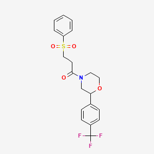 molecular formula C20H20F3NO4S B3016913 3-(Phenylsulfonyl)-1-(2-(4-(trifluoromethyl)phenyl)morpholino)propan-1-one CAS No. 1351622-39-3