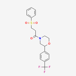 molecular formula C20H20F3NO4S B3016913 3-(苯磺酰基)-1-(2-(4-(三氟甲基)苯基)吗啉代)丙-1-酮 CAS No. 1351622-39-3