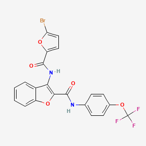 molecular formula C21H12BrF3N2O5 B3016916 3-(5-bromofuran-2-carboxamido)-N-(4-(trifluoromethoxy)phenyl)benzofuran-2-carboxamide CAS No. 888461-96-9