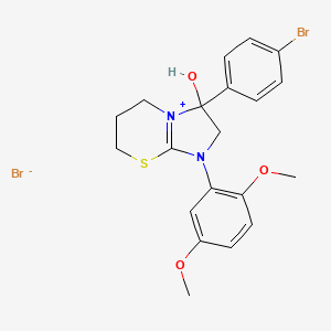 3-(4-bromophenyl)-1-(2,5-dimethoxyphenyl)-3-hydroxy-3,5,6,7-tetrahydro-2H-imidazo[2,1-b][1,3]thiazin-1-ium bromide