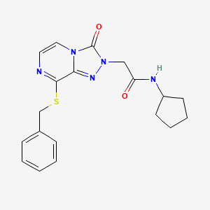 molecular formula C19H21N5O2S B3016925 2-[8-(苄基硫代)-3-氧代[1,2,4]三唑并[4,3-a]吡嗪-2(3H)-基]-N-环戊基乙酰胺 CAS No. 1251707-21-7