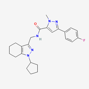 molecular formula C24H28FN5O B3016927 N-((1-cyclopentyl-4,5,6,7-tetrahydro-1H-indazol-3-yl)methyl)-3-(4-fluorophenyl)-1-methyl-1H-pyrazole-5-carboxamide CAS No. 1448054-68-9