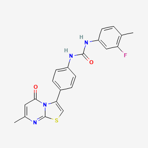 molecular formula C21H17FN4O2S B3016931 1-(3-氟-4-甲苯基)-3-(4-(7-甲基-5-氧代-5H-噻唑并[3,2-a]嘧啶-3-基)苯基)脲 CAS No. 1105209-38-8