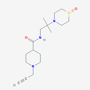molecular formula C17H29N3O2S B3016940 N-[2-Methyl-2-(1-oxo-1,4-thiazinan-4-yl)propyl]-1-prop-2-ynylpiperidine-4-carboxamide CAS No. 1385384-66-6