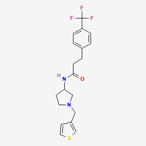 molecular formula C19H21F3N2OS B3016972 N-{1-[(thiophen-3-yl)methyl]pyrrolidin-3-yl}-3-[4-(trifluoromethyl)phenyl]propanamide CAS No. 2097920-26-6
