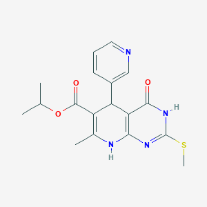 molecular formula C18H20N4O3S B3016975 Isopropyl 7-methyl-2-(methylthio)-4-oxo-5-(pyridin-3-yl)-3,4,5,8-tetrahydropyrido[2,3-d]pyrimidine-6-carboxylate CAS No. 537045-86-6