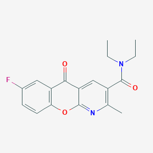molecular formula C18H17FN2O3 B3016977 N,N-diethyl-7-fluoro-2-methyl-5-oxo-5H-chromeno[2,3-b]pyridine-3-carboxamide CAS No. 338778-31-7