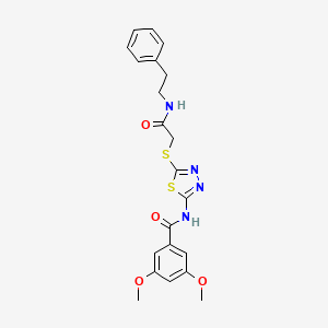 molecular formula C21H22N4O4S2 B3017004 3,5-二甲氧基-N-(5-((2-氧代-2-(苯乙基氨基)乙基)硫代)-1,3,4-噻二唑-2-基)苯甲酰胺 CAS No. 921073-02-1