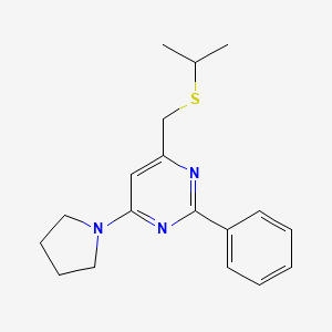 molecular formula C18H23N3S B3017008 Isopropyl [2-phenyl-6-(1-pyrrolidinyl)-4-pyrimidinyl]methyl sulfide CAS No. 338961-42-5