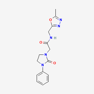 molecular formula C15H17N5O3 B3017010 N-((5-methyl-1,3,4-oxadiazol-2-yl)methyl)-2-(2-oxo-3-phenylimidazolidin-1-yl)acetamide CAS No. 1324290-32-5