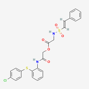 molecular formula C24H21ClN2O5S2 B3017016 [2-[2-(4-chlorophenyl)sulfanylanilino]-2-oxoethyl] 2-[[(E)-2-phenylethenyl]sulfonylamino]acetate CAS No. 735290-23-0