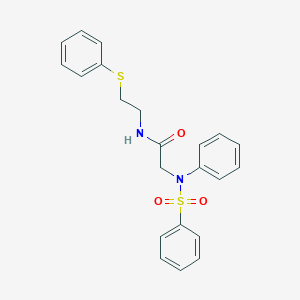 molecular formula C22H22N2O3S2 B301702 N-[2-(phenylsulfanyl)ethyl]-2-[(phenylsulfonyl)anilino]acetamide 