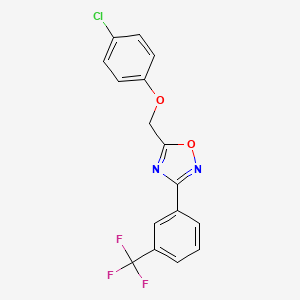 molecular formula C16H10ClF3N2O2 B3017020 5-[(4-Chlorophenoxy)methyl]-3-[3-(trifluoromethyl)phenyl]-1,2,4-oxadiazole CAS No. 860784-34-5