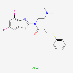 molecular formula C20H22ClF2N3OS2 B3017025 N-(4,6-difluorobenzo[d]thiazol-2-yl)-N-(2-(dimethylamino)ethyl)-3-(phenylthio)propanamide hydrochloride CAS No. 1216896-70-6