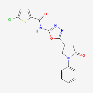 molecular formula C17H13ClN4O3S B3017030 5-chloro-N-(5-(5-oxo-1-phenylpyrrolidin-3-yl)-1,3,4-oxadiazol-2-yl)thiophene-2-carboxamide CAS No. 1334374-19-4