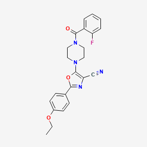molecular formula C23H21FN4O3 B3017032 2-(4-Ethoxyphenyl)-5-(4-(2-fluorobenzoyl)piperazin-1-yl)oxazole-4-carbonitrile CAS No. 946377-86-2