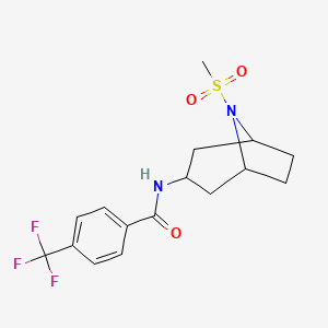 molecular formula C16H19F3N2O3S B3017035 N-(8-(methylsulfonyl)-8-azabicyclo[3.2.1]octan-3-yl)-4-(trifluoromethyl)benzamide CAS No. 2034486-58-1