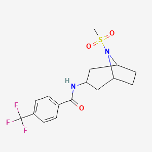 molecular formula C16H19F3N2O3S B3017035 N-(8-(甲基磺酰基)-8-氮杂双环[3.2.1]辛烷-3-基)-4-(三氟甲基)苯甲酰胺 CAS No. 2034486-58-1