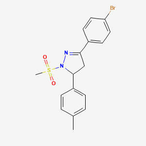 molecular formula C17H17BrN2O2S B3017042 3-(4-bromophenyl)-1-(methylsulfonyl)-5-(p-tolyl)-4,5-dihydro-1H-pyrazole CAS No. 488119-48-8