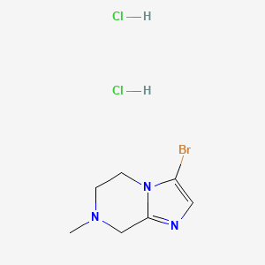 molecular formula C7H12BrCl2N3 B3017046 3-Bromo-7-methyl-6,8-dihydro-5H-imidazo[1,2-a]pyrazine;dihydrochloride CAS No. 2377033-80-0