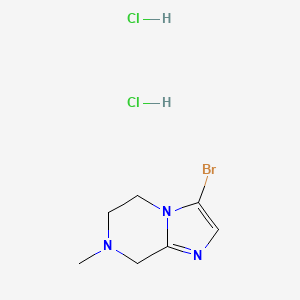 molecular formula C7H12BrCl2N3 B3017046 3-溴-7-甲基-6,8-二氢-5H-咪唑并[1,2-a]嘧啶；二盐酸盐 CAS No. 2377033-80-0