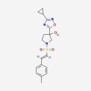 3-(3-Cyclopropyl-1,2,4-oxadiazol-5-yl)-1-[(E)-2-(4-methylphenyl)ethenyl]sulfonylpyrrolidin-3-ol