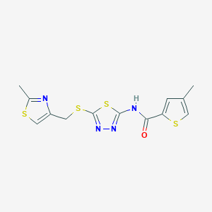 molecular formula C13H12N4OS4 B3017062 4-methyl-N-(5-(((2-methylthiazol-4-yl)methyl)thio)-1,3,4-thiadiazol-2-yl)thiophene-2-carboxamide CAS No. 1351590-83-4