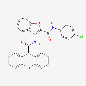 molecular formula C29H19ClN2O4 B3017066 N-(2-((4-氯苯基)氨基羰基)苯并呋喃-3-基)-9H-呫吨-9-羧酰胺 CAS No. 887896-35-7