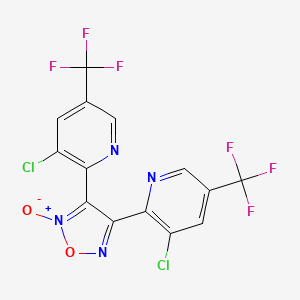 molecular formula C14H4Cl2F6N4O2 B3017067 3,4-Bis[3-chloro-5-(trifluoromethyl)-2-pyridinyl]-1,2,5-oxadiazol-2-ium-2-olate CAS No. 303997-49-1